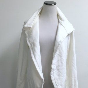 James Perse white fray edge french terry cardigan jacket top 2 M